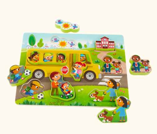 Peek and Explore 8-Piece Chunky Wooden Puzzle: School Bus