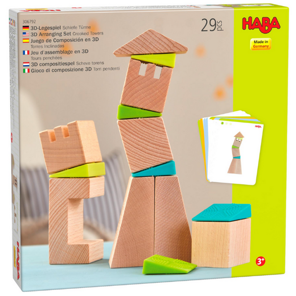 Crooked Tower Wooden Blocks with Pattern Cards