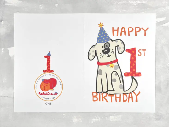 Cute Dog Card - First Birthday Greeting