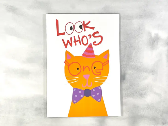 Cute Cat Card - First Birthday Card