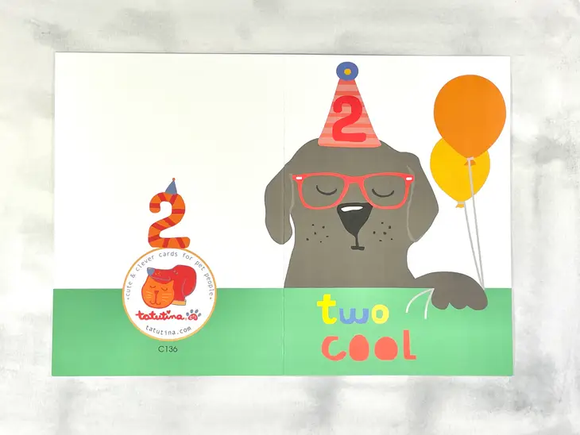 Cute Dog Glasses Card - Second Birthday Card
