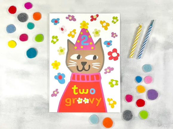 Cute Cat Card - Second Birthday Card
