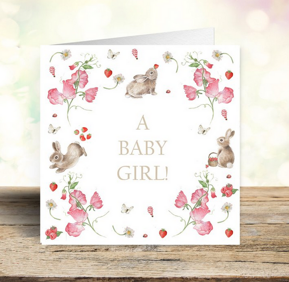 Baby Girl Rabbit Card (New Baby)