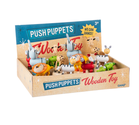 Wooden Animal Push Puppets Assortment