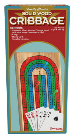 Classic Solid Wood Cribbage with Playing Cards