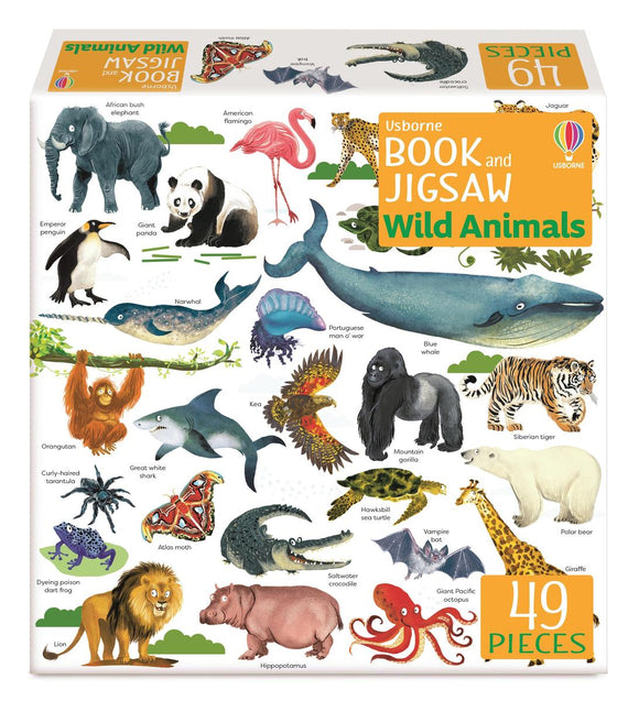 Usborne Book and 49pc Jigsaw: Wild Animals