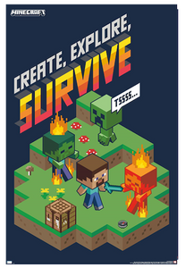 Minecraft Poster - Create, Explore, Survive