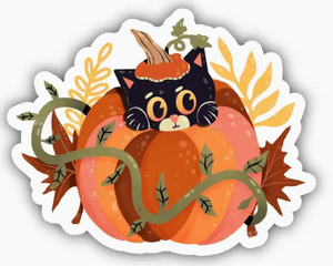 Black Cat in a Pumpkin Sticker