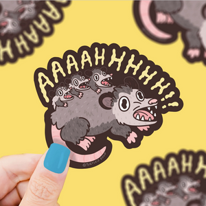 Screaming Opossum Vinyl Sticker