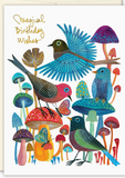 Birds & Mushrooms Birthday Card