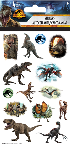 Jurassic World Dominion Stickers - 4 Sheets