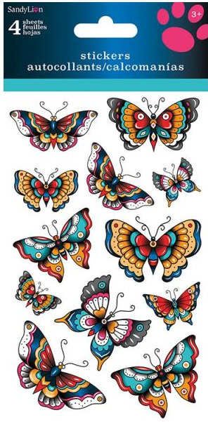 Hipster Butterflies Stickers - 4 Sheets