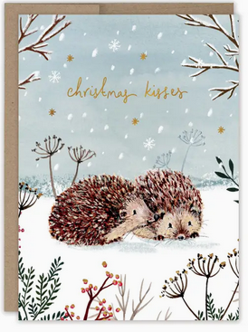 Hedgehogs Christmas Kisses - Holiday Card