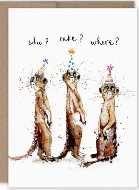 Three Meerkats Cake Birthday Card