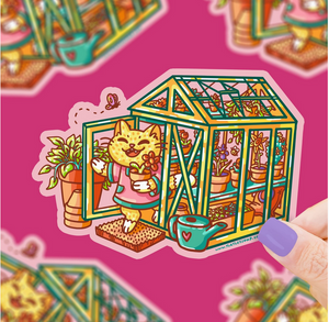 Greenhouse Kitty Vinyl Sticker