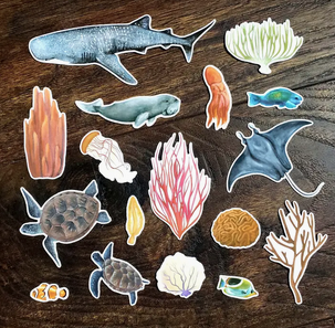 Coral Reef Stickers - Set of 17 Matte Vinyl Stickers