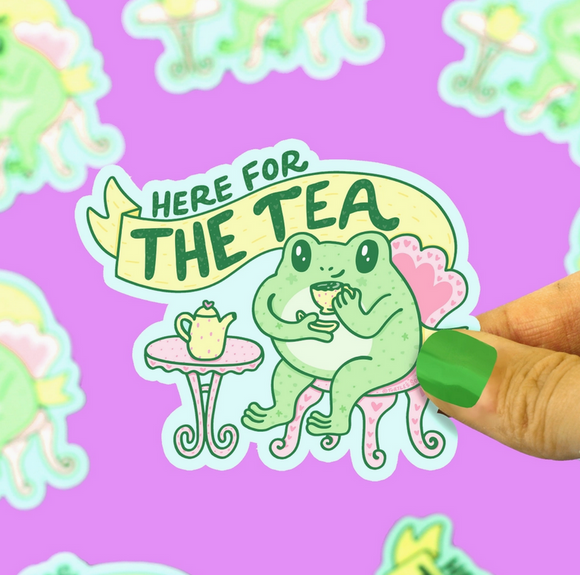 Here for the Tea Frog Vinyl Sticker