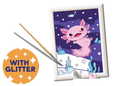 CreART - Axolotl with Glitter Paint by Numbers 12x18cm