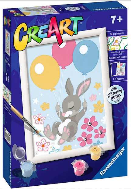 CreArt - Flying Bunny w/gems - Paint by Number