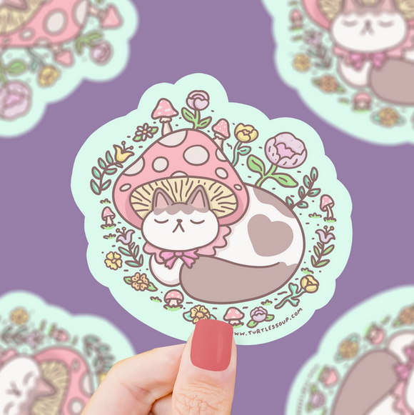 Mushroom Cap Kitty Vinyl Sticker