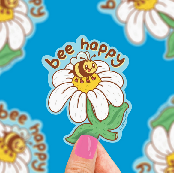 Bee Happy Vinyl Sticker