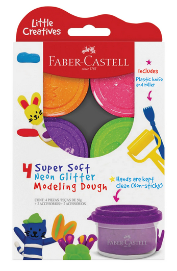 Little Creatives 4 Super Soft Modeling Dough, Neon Glitter