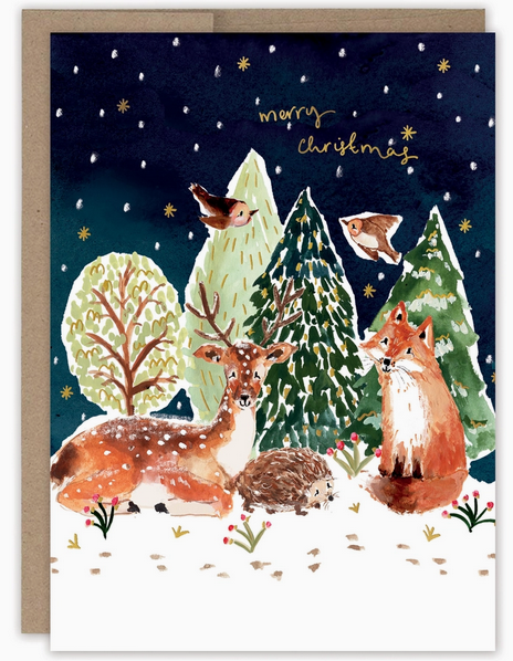 Snowy Woodland Scene Holiday Card