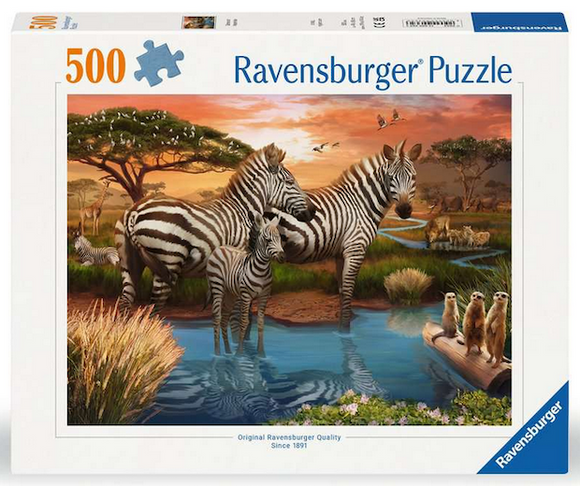 Zebras at the Waterhole 500 pc Puzzle (2024)