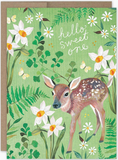 Fawn Hello Sweet One - New Baby Card