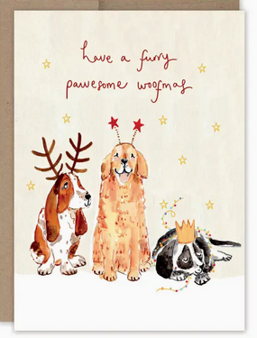 Dogs Pawesome Woofmas Christmas Holiday Card