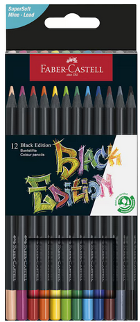 Black Edition Coloured Pencils - 12 pc