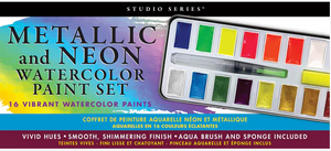 Studio Series: Metallic and Neon Watercolor Paint Set: 16 Vibrant Paints