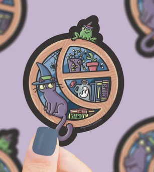 Spooky Witch Cat Window Sticker