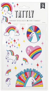 Rainbow Unicorns Temporary Tattoos (2 Sheets)