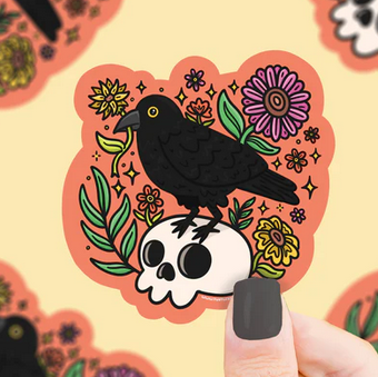 Crow and Skull Sticker