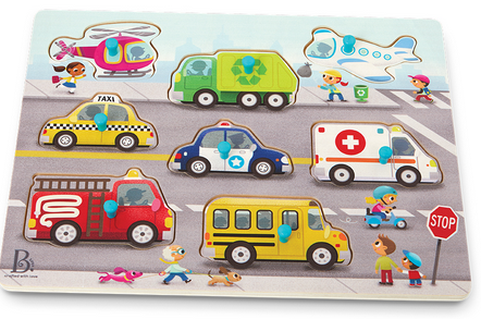 Peek and Explore 8-Piece Peg Puzzle: Vehicles