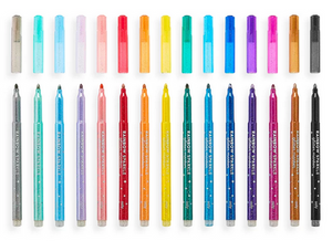 Rainbow Sparkle Glitter Markers - Set of 15 Classic and Pastel Colours