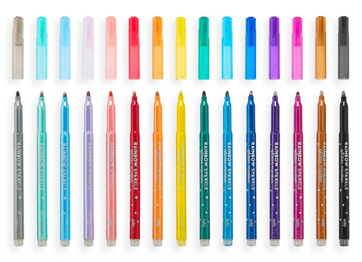 Rainbow Sparkle Glitter Markers - Set of 15 Classic and Pastel Colours