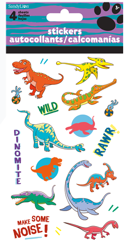 Dinosaurs Stickers - 4 Sheets