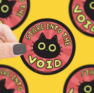 Stare Into the Void Black Cat Vinyl Sticker