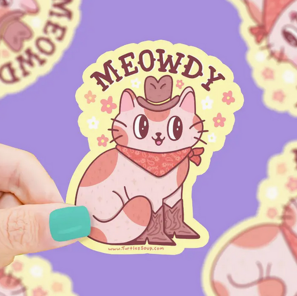 Meowdy Cowboy Cat Vinyl Sticker