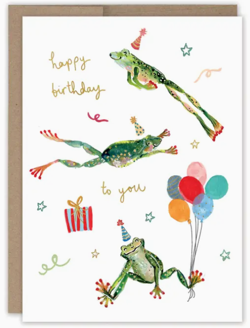 Leaping Frogs Birthday Card