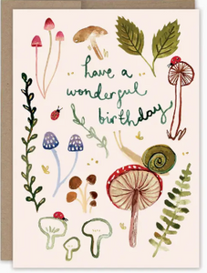 Mushrooms Wonderful Birthday Card