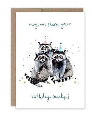 Raccoon Snacks Birthday Card