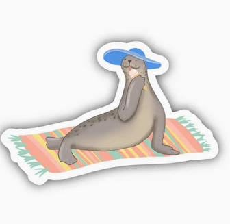 Seal in a Sunhat Sticker