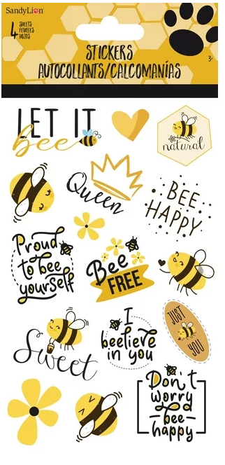 Bee Themed Stickers - 4 Sheets
