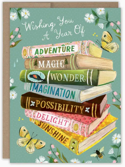 A Year of Wishes Book Stack Birthday Card