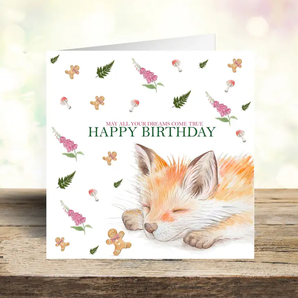 Fox and Foxgloves Design Birthday Card (Happy Birthday)