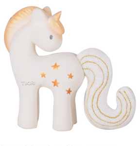 Shining Stars Unicorn - Natural Rubber Rattle with Crinkle Tail