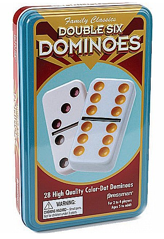 Double Six Dominoes in Tin